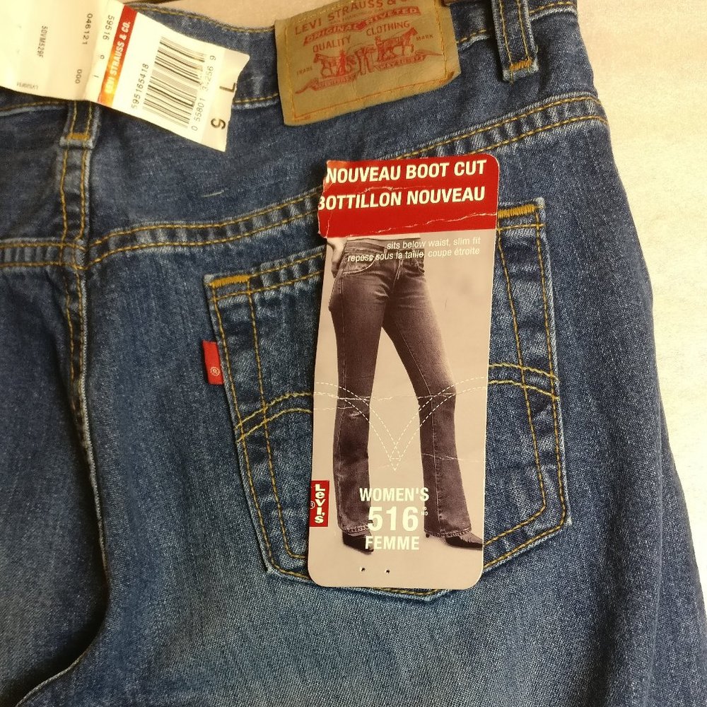 Hard to find 35"inseam!! Levi's 516 9L Bootcut Jeans 15"waistflat 100%Cotton NEW